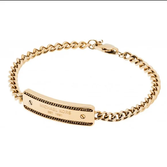 Michael Kors Bracelet Logo Plaque Chain Link Rose Gold Plate Stainless Steel NWT - Picture 15 of 15